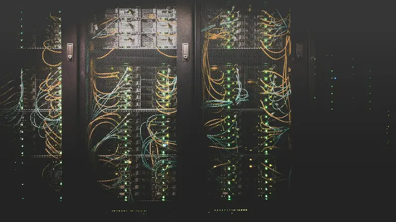 Server racks with structured network cabling in a data center